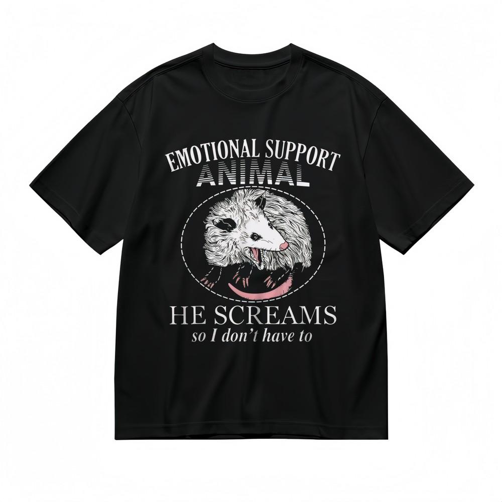 

Men s T-shirt With Quirky Support Critter Graphic Unisex Black 100% Cotton Tops S