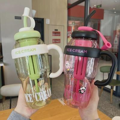 2025 Lucky Belly High-Capacity Handle Cup: Summer Outdoor Ice Tyrant Plastic Straw Cup