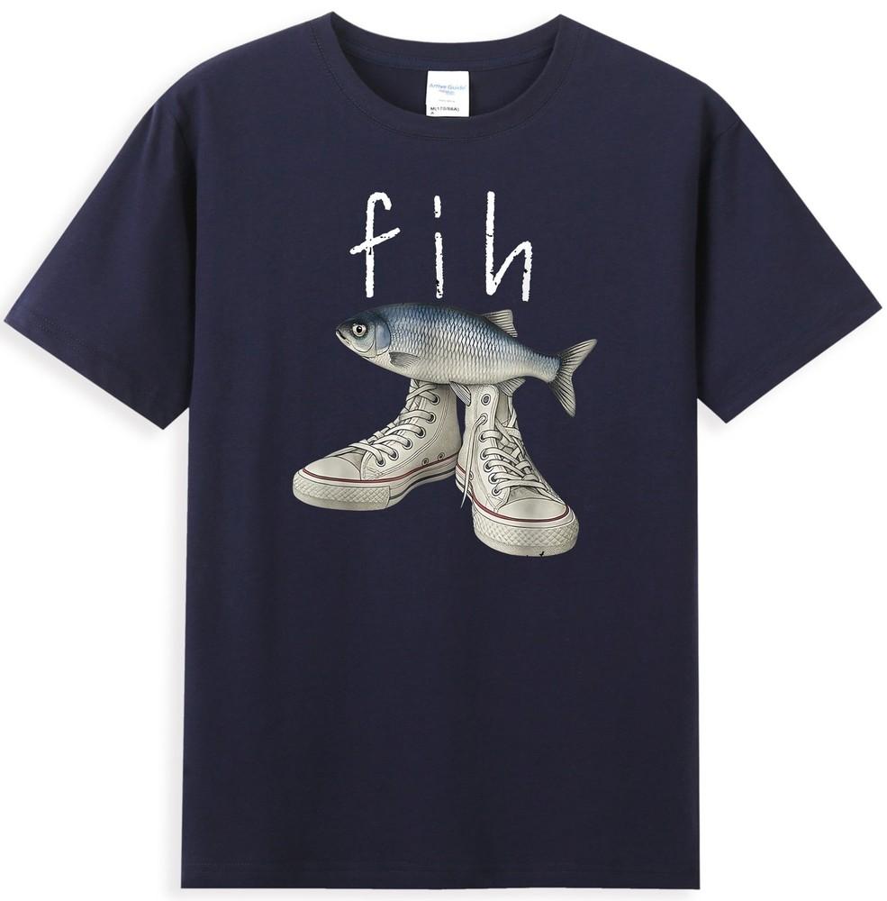 Fih Shoes Fish Funny Misspelled Fish With Shoes Meme Retro Unisexs TShirt S