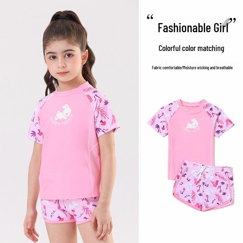 

2025 Girls Split Swimsuit: Stylish Swimwear for Older Children 2XL павлин голубой
