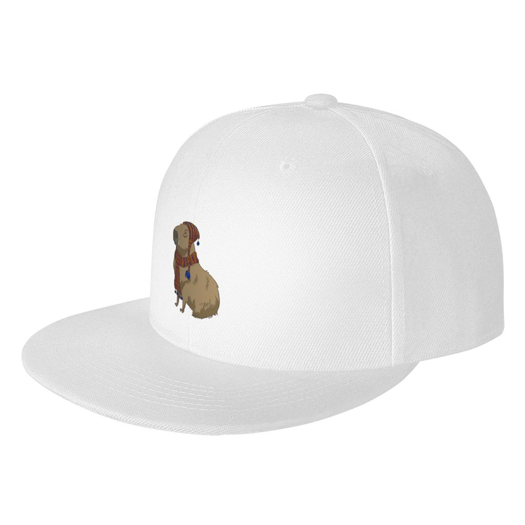 Fashion Animestyle Capybara Just Sitting There with Hat and Scarf Flat Brim Sun Hat  Denim Trucker Hat Sun Visor
