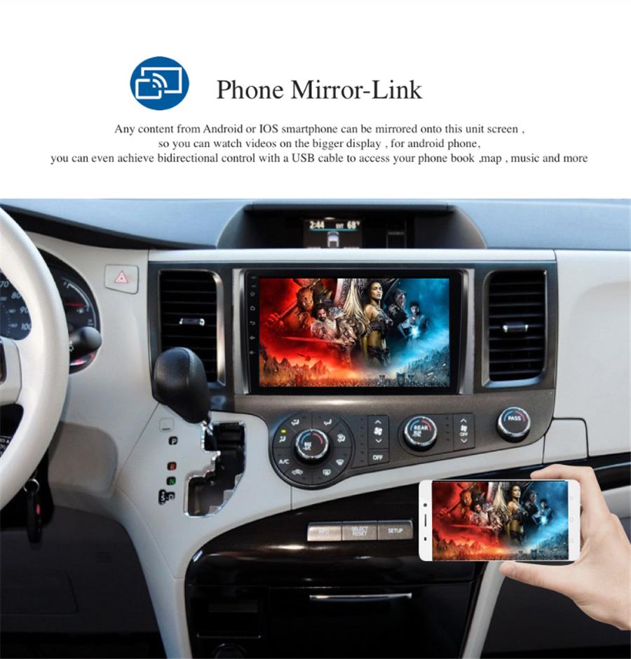 Android 9.1 9-inch Car Stereo Radio GPS 1 + 16GB For Toyota Sienna 2011 ~ 2014