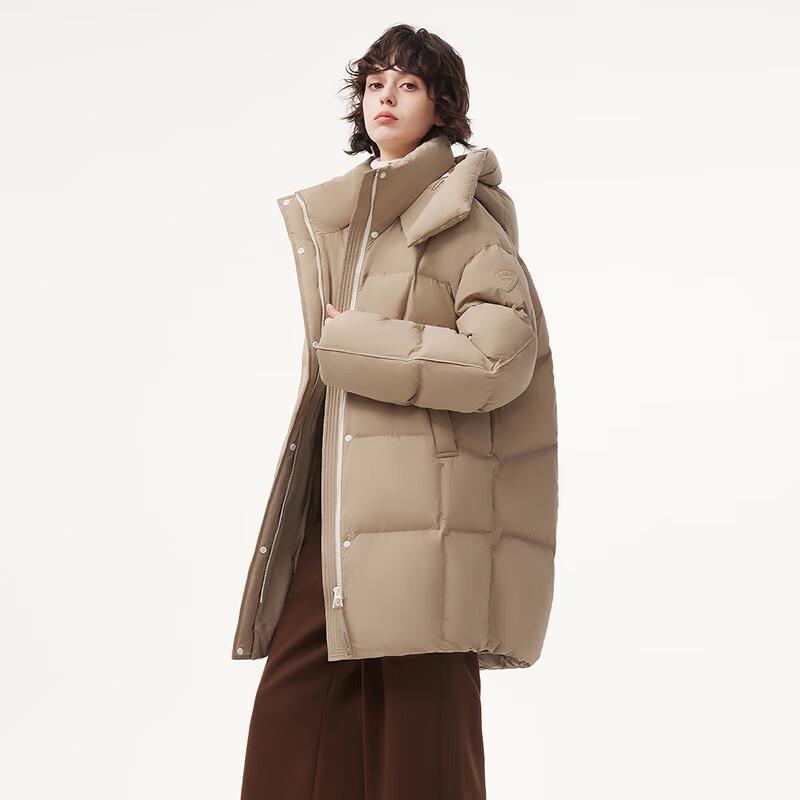 Tanboer Women's Mid-Length Hooded Loose Down Jacket 530750A