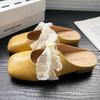 Flache Schnürschuhe Damen Hausschuhe Lässige Pantoletten Schuhe Eckige Zehen Sandalen 2025 Sommer Kleid Slingback Schuhe Zehentrenner Pantuflas Mujer