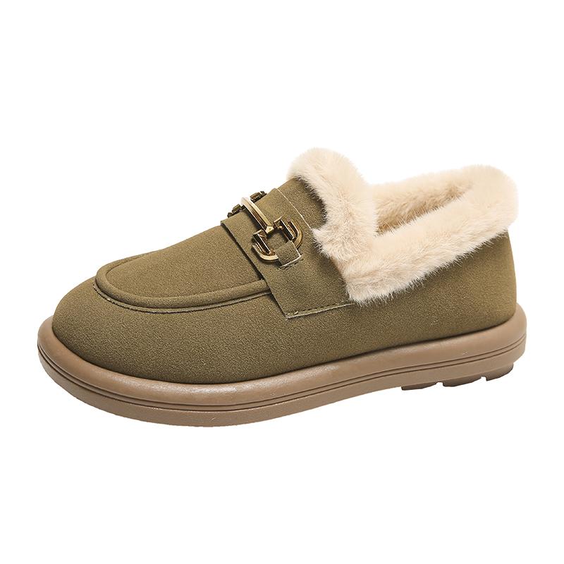 Modische Schuhe Frau Ballerinas Runde Zehenpartie Lässige Damen-Sneaker Slipper Loafer Fell Kleid Winter Retro Slipper Neue Damenschuhe