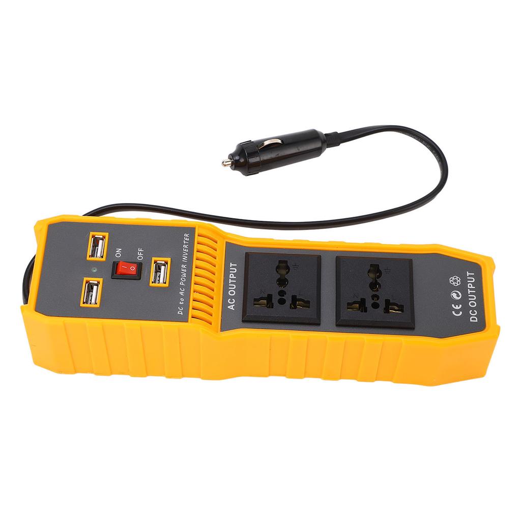 Car Power Inverter DC12V to AC220V 200W Vehicle Converter Adapter with 3 USB 2 Universal 1 Cigarette