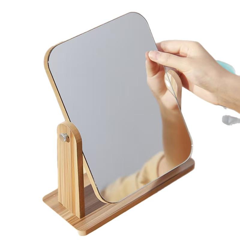 Dřevěné otočné zrcátko na make-up: Vysoce kvalitní, skládací stolní zrcadlo pro studentské koleje