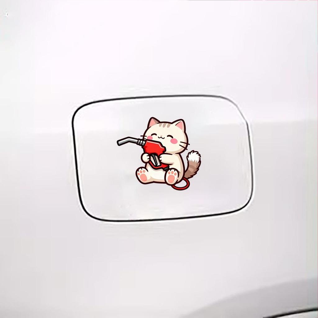 20 piece cartoon kitten hand-held refueling gun refueling prompt sticker car refueling port sticker