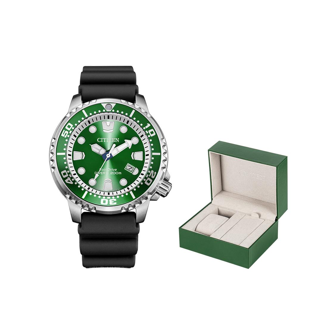 CITIZEN PROMASTER Light Powered Quartz Movement Rubber Strap Watch Men s Watches Green Dial BN0158-18X