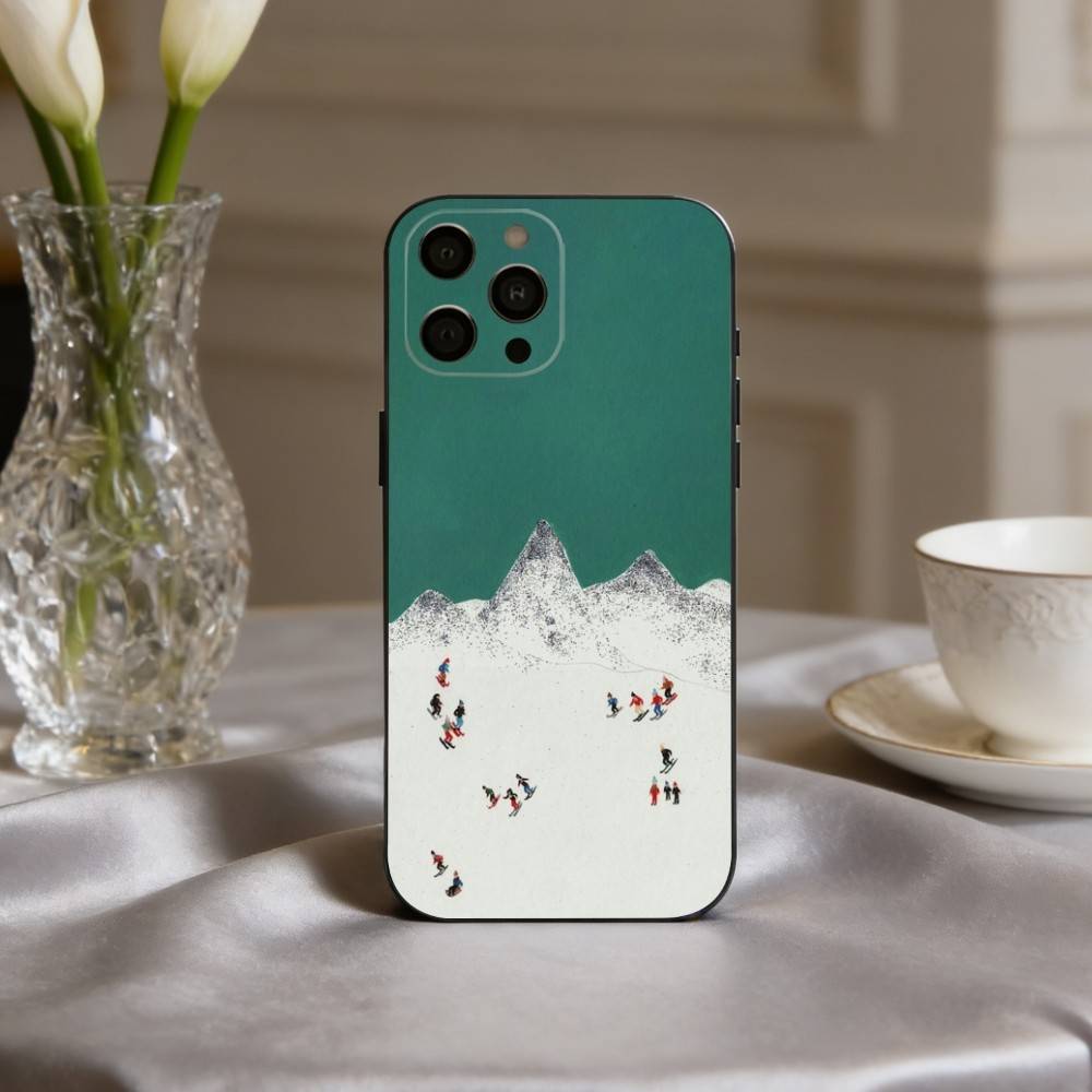 S-Schneeberg S-Skifahren Ski Handyhülle Für iPhone 17pro, 16,15,14,13,12,11 X XR Plus,Andere Weiche Schwarze Hülle