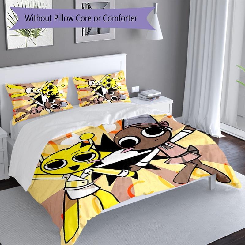3pcs Sprunki2 pattern bedding set duvet cover set includes duvet cover &pillowcases, perfect all season bedroom decoration & gift