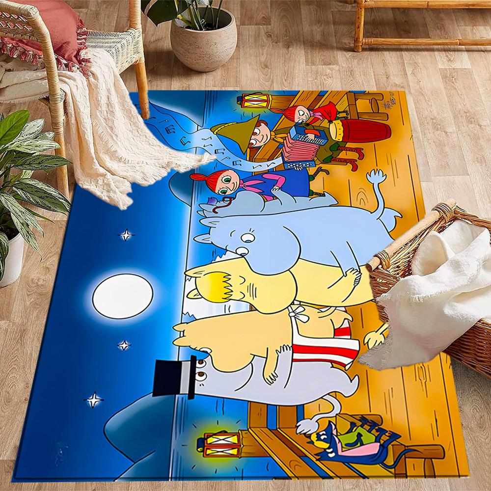Tappeti Antiscivolo a Tema Avventura della Famiglia Moomin - Arredamento per la Casa in Poliestere, Adatti per Camere da Letto, Soggiorni, Ingressi, Studi e Decorazioni