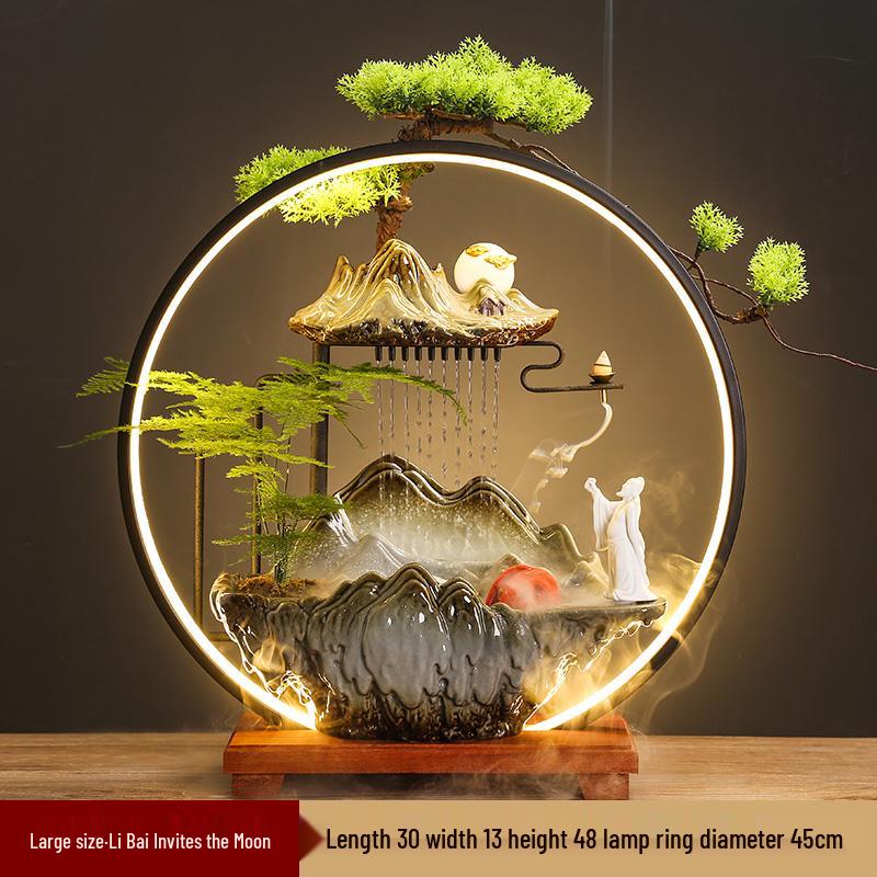 Flowing Water Backflow Incense Fountain & Humidifier - Perfect for Home, Office, or Gift Decoration.