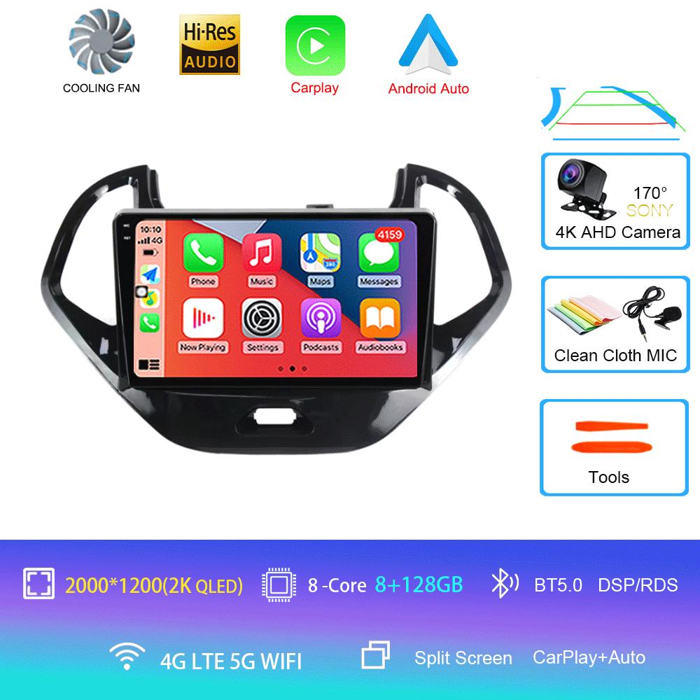 Android 14 For Ford FIGO 2015 2016 2017 2018 Car Radio Multimedia Video Player Navigation GPS 5G WIFI Carplay Auto 360 Camera