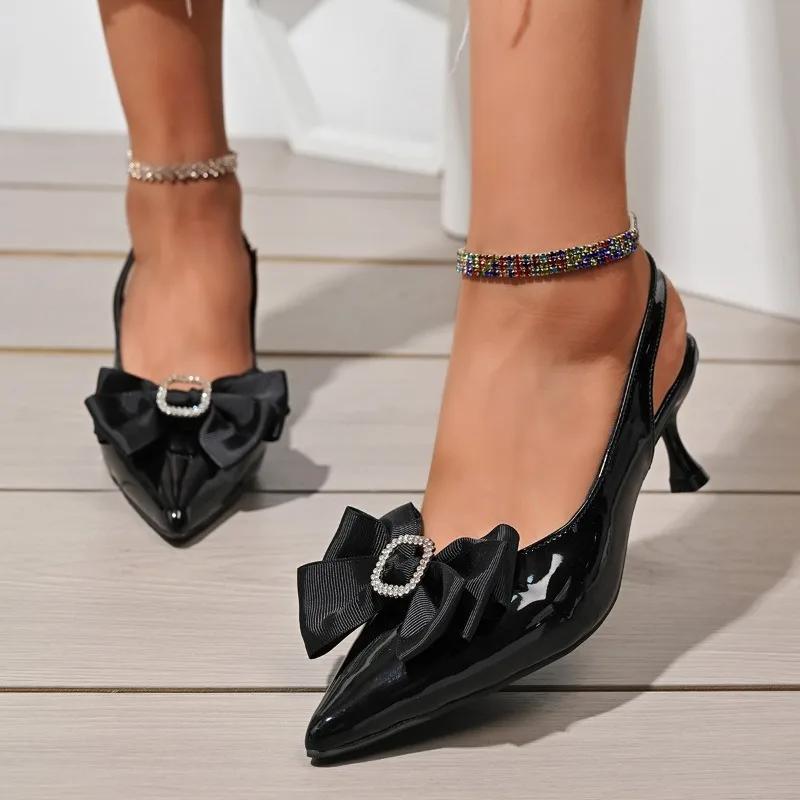 Fashion 2025 Hot Sale Ladies Shoes Slip-on Women's High Heels Fashion Butterfly-knot Office and Career New Plus Size Closed Toe Sandals