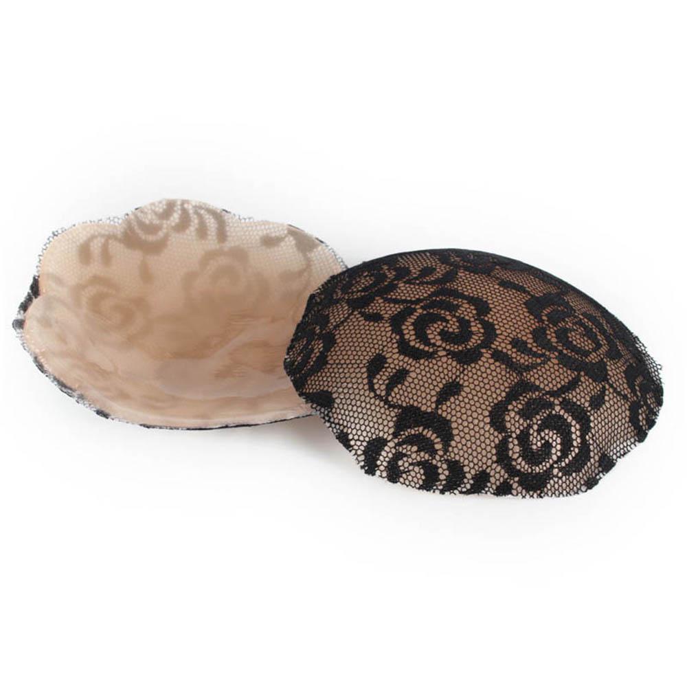 Cache-tétons Adhésifs Nipples Pasties - Satin Noir/rouge Dentelle - Taille Unique