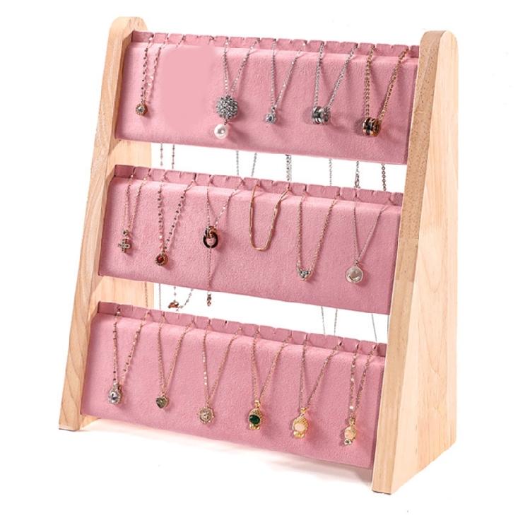 Versatile Necklace Arrangement Shelves Elegant Wood Jewelry Display Stand Practical Jewelry Pendant Storage Holder Rack