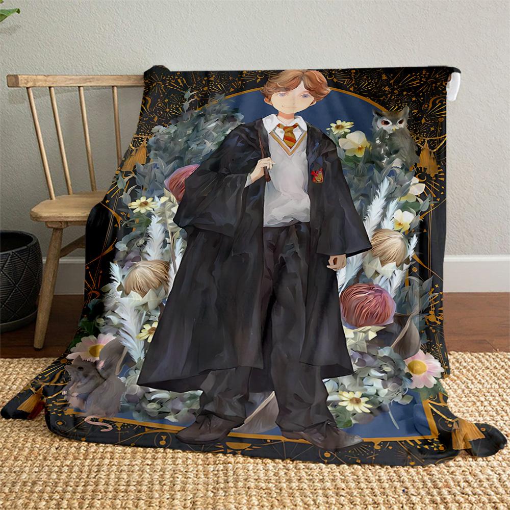 1pc wizard robe owl mouse Outdoor Flannel Throw Blanket All Season Soft Warmth,Home Decor 1031246