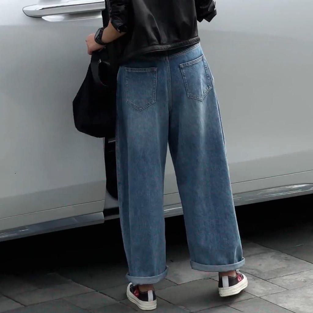 Retro High-Waisted Wide-Leg Jeans for Women - Slimming Petite Nine-Point Straight-Leg Pants