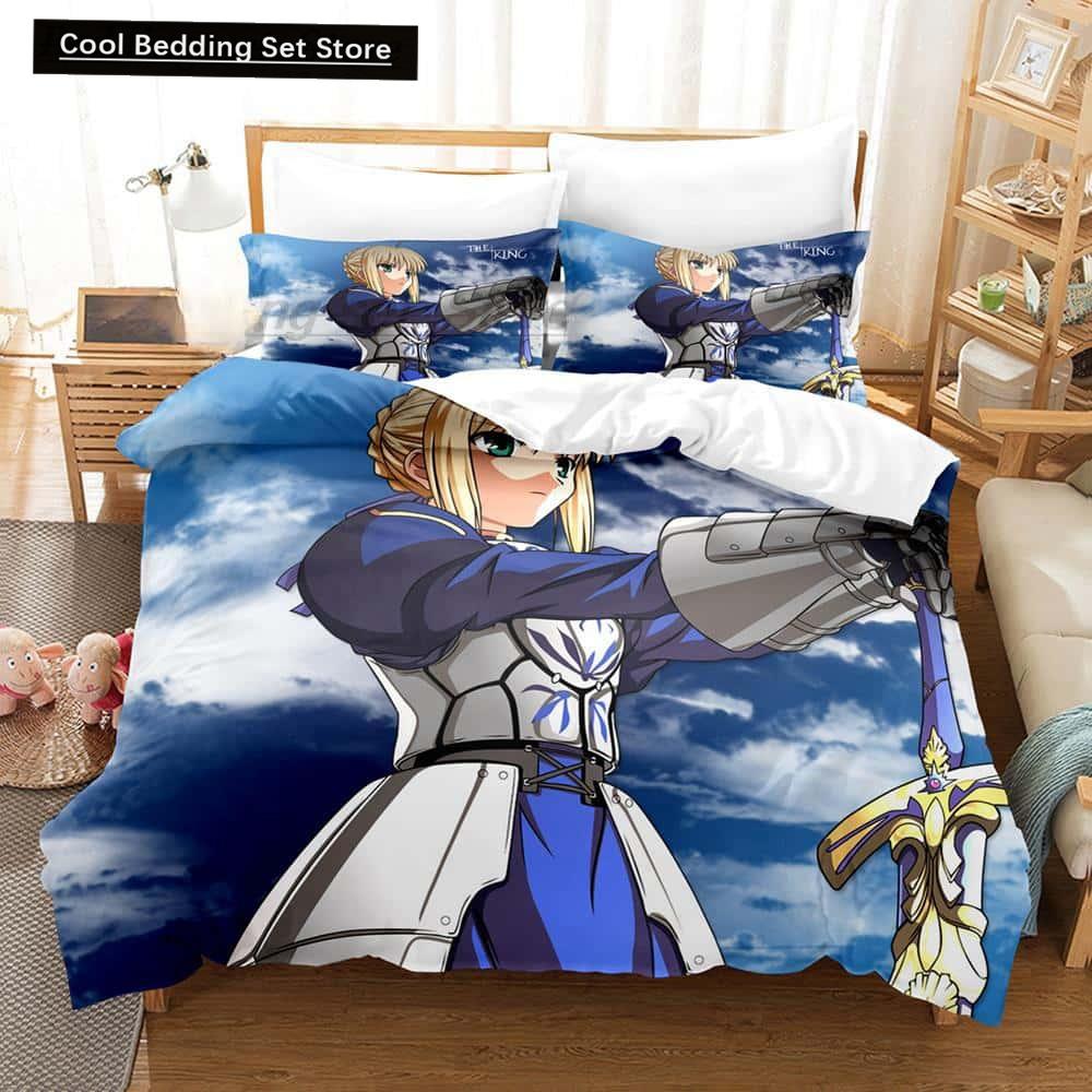 3D Printed Anime Fate/Stay Night Saber Bedding Set Single Twin Full Queen King Size Bed Set Adult Kid Bedroom Duvet Cover Sets