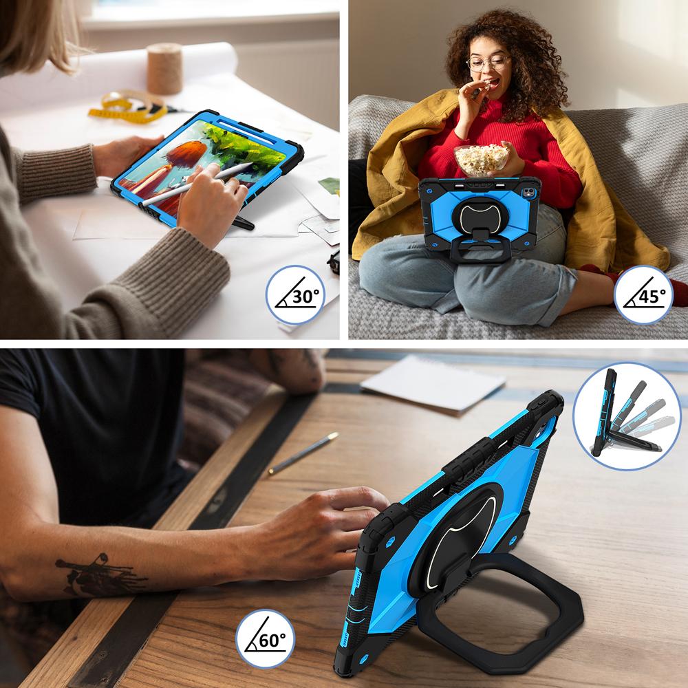 Portable Kids Tablet Cases for IPad Air13/Pro13 Pro Air 13 2026/2025 M5/M4/M3/M2 Case Cover Rotating Stand PC+Silicone Shell