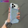 Fashion Blingbling Glitter Small Grid Pattern Window With Camera Glass Film Phone Cover Case for iPhone 17 16 15 14 13Pro Max