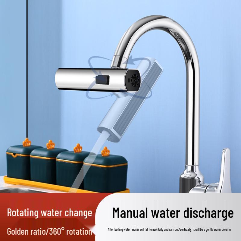 Univerzální otočný prodlužovač kohoutku: Třímódová vodopádová výpusť, tlakově odolná proti stříkání.