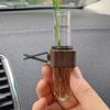 Stable Mini Car Flower Vase Clip Elegant Adjustable Car Vent Flower Vase Walnut and Glass Creative Car Vent Decor Dashboard