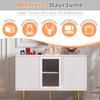 Sideboard mit 3 Türen, Kommode mit Glastür und Metalfüßen Buffetschrank für Esszimmer Wohnzimmer oder Flur, 120x38 x79.5 cm, Weiß