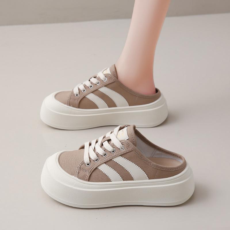 

CRLAYDK Fashion Women s Canvas Comfortable Mules Slip On Casual Platform Loafers Backless Shoes Ladies Sneakers Outdoor Slides 35