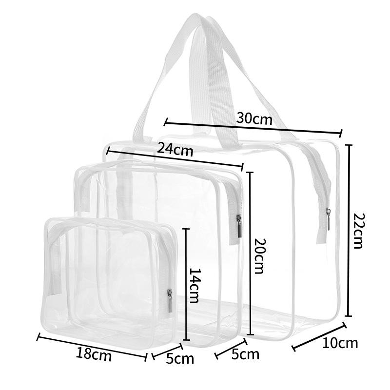 Portable 3-Piece PVC Transparent Cosmetic Bag Set – Large Capacity Waterproof Travel Toiletry Organizer