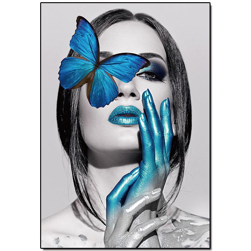 Abstract Canvas Painting Decorative Picture Nordic Butterfly Woman Posters On the Wall In the Office Wall Art Hoom Decor Cuadros