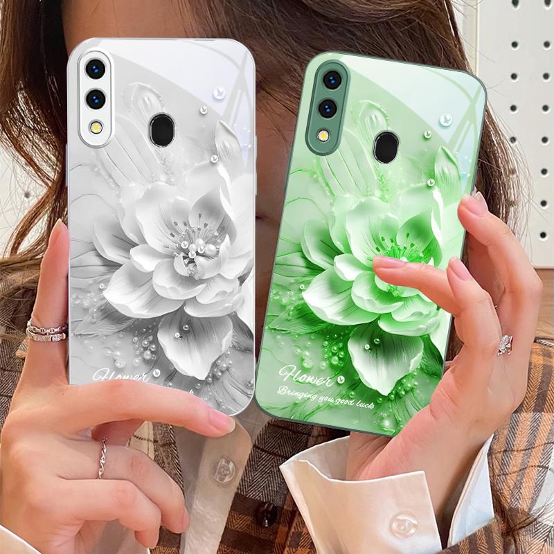 Blooming Blue Flowers For Samsung A73 72 71 A70 56 55 54 A53 52 51 50 42 A35 A34 33 32 31 26 25 24 23 22 30 Glass Phone Case