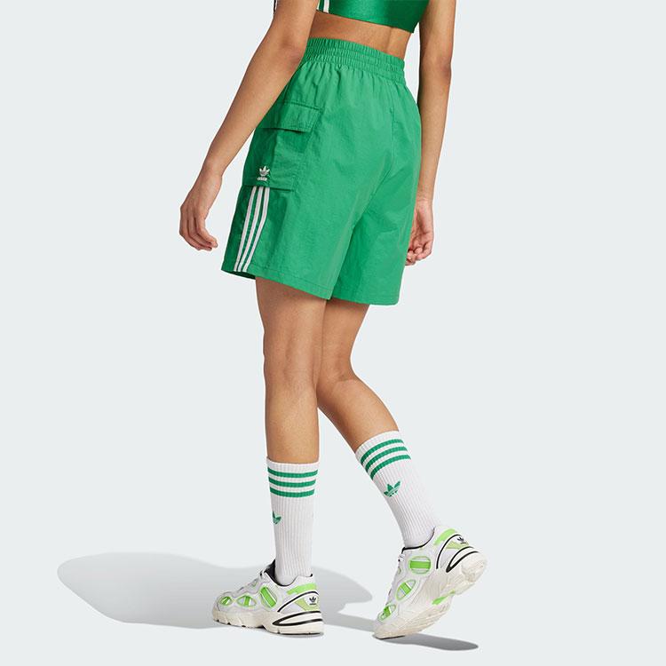 Adidas Originals Adicolor Cargo Shorts With Striped Print And Small Logo Women Shorts Green JH1073