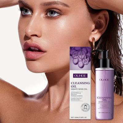 Grape Seed Cleansing Oil Makeup Remover for Sensitive Skin Non-Tightening Deep Purifying Hydrating Refreshing Facial Oil Control