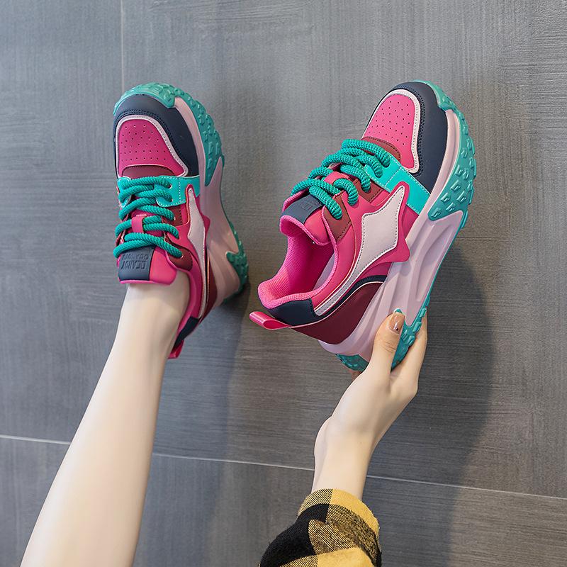 Dad Shoes Girl Spring 2025 New Student Korean Version Thick Sole Inner Height Increase Versatile Explosion Casual Fashion Trendy Shoes