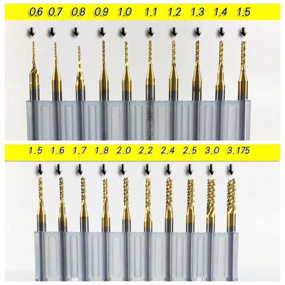 0.8mm-3.175mm Titanium Coated Carbide Milling Cutter Engraving Edge Cutter CNC Router Bits End Mill for PCB Machine