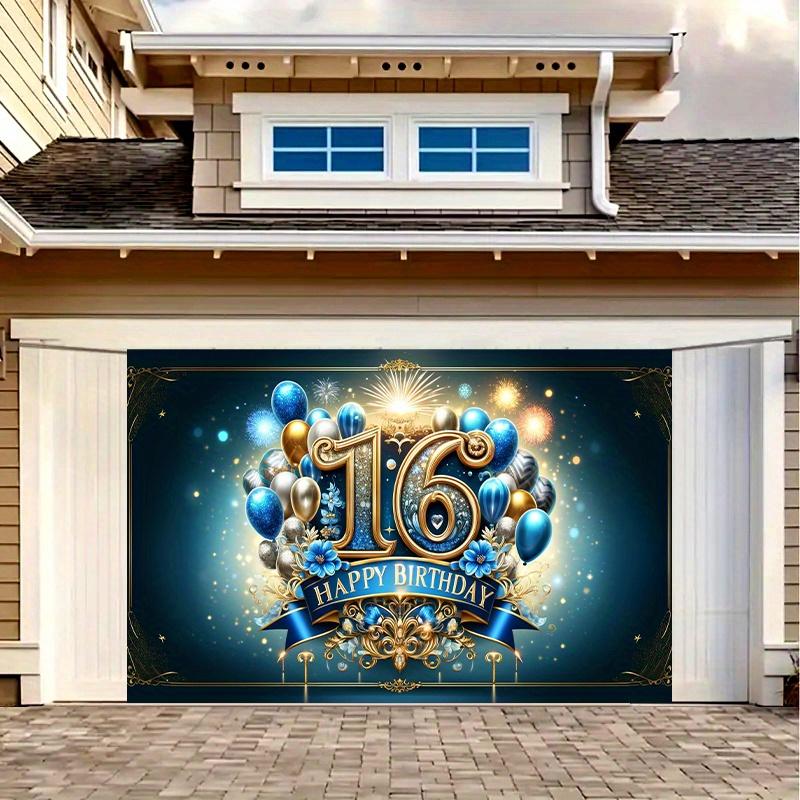 16th Birthday Celebration Banner - Polyester Fiber Party Decoration, Suitable for Home, Garden, Studio and Outdoor Activities