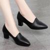 Women's Soft Leather Pointed-Toe Flats, New Style Mid-Heel Comfortable Work Shoes for Long Hours Standing, Minimalist Commuter Shoes for Women