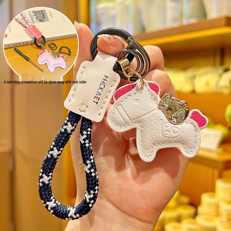 Elegant Cowhide Couple Gift Keychain Pendant