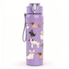 1PC Cute Puppy Dog Group Cartoon Print 750ml Color Plastic Sports Water Bottle Leakproof Flip Straw Lid Suitable for Sports Office Home Use