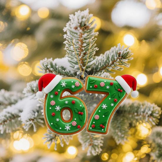 67 Funny Christmas Ornaments 2025 Handmade Santa Ornament Six Seven Meme Decoration Rearview Mirror Holiday Gift Decor