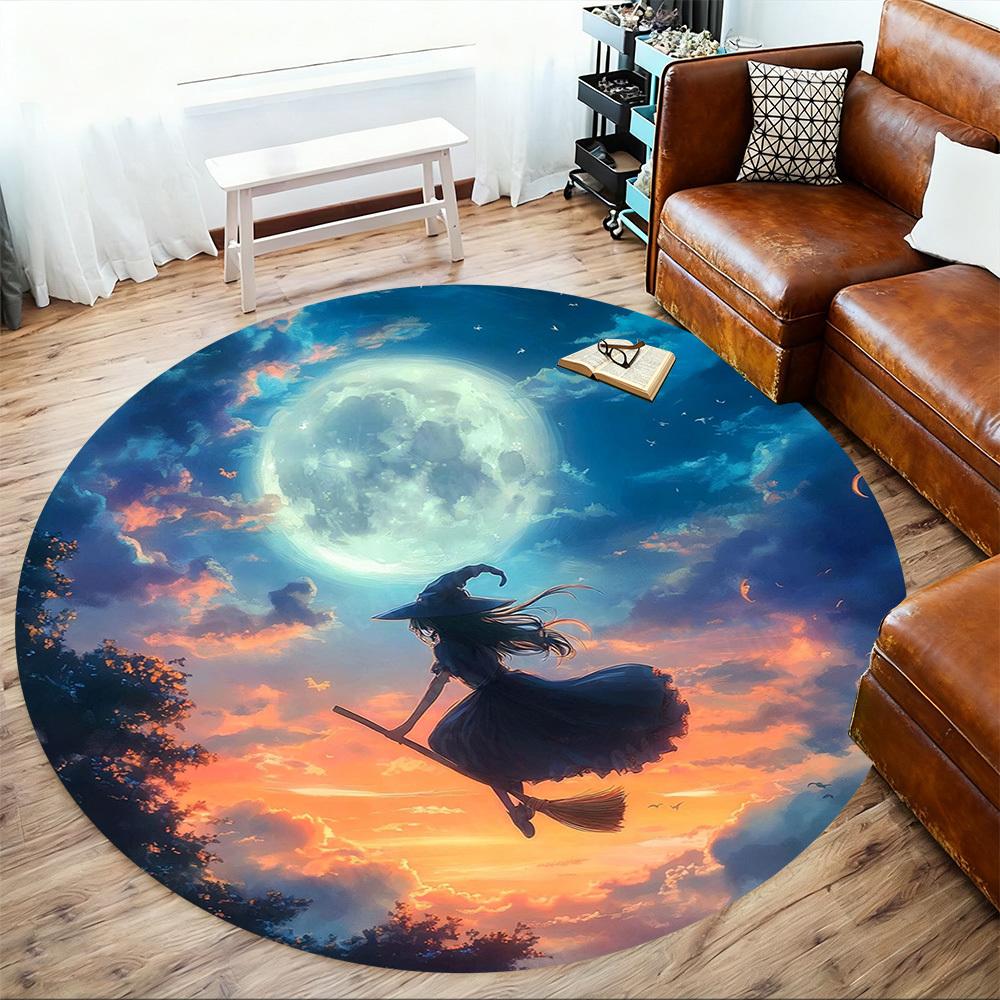 1PC witch broomstick Office Round Area Rug, Under Office Chairs Bedroom Living Room Home Decor,Carpet for Office, -1110225