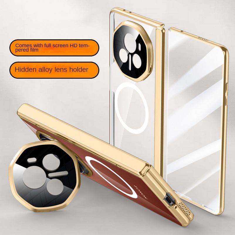 Magsafe Magnetic Transparent Privacy Screen Tempered Glass Protector Case For Honor Magic V3 Spring Hinged Holder Back Cover