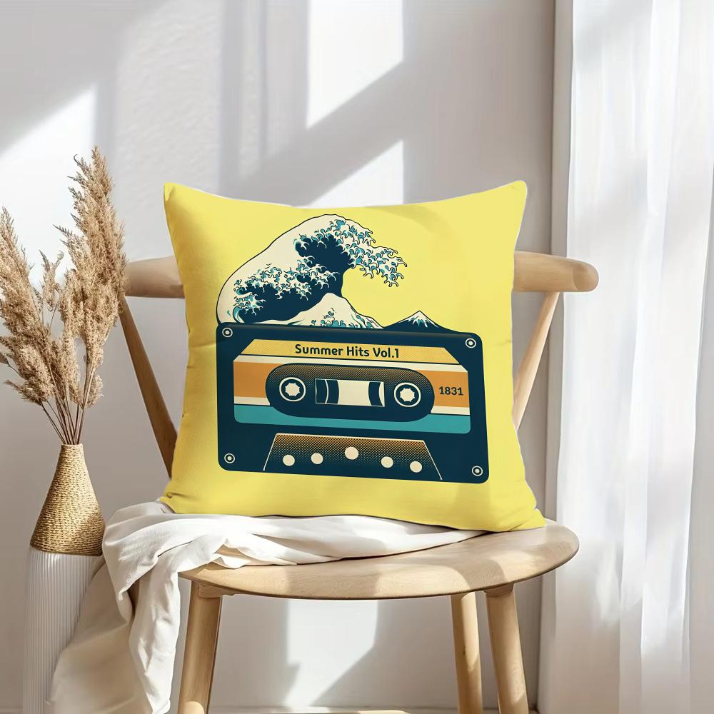 Retro Cassette Tape Cushion Cover Soft Plush Throw Pillow Cover  DoubleSided Decorative Cushion Case  Sofa Bedroom Home Decor