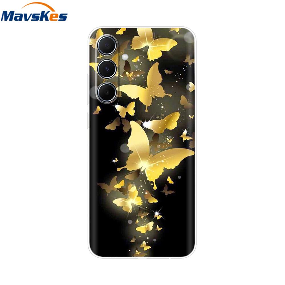 For Samsung Galaxy M35 5G Case Cute Cat Flower Painted Phone Cases For Samsung M35 Case M 35 SM-M356B Silicone Clear TPU Fundas