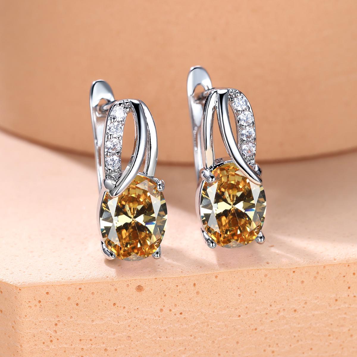 

Suiyuan 2023 Серьги из шампанского золота с белыми камнями-бриллиантами