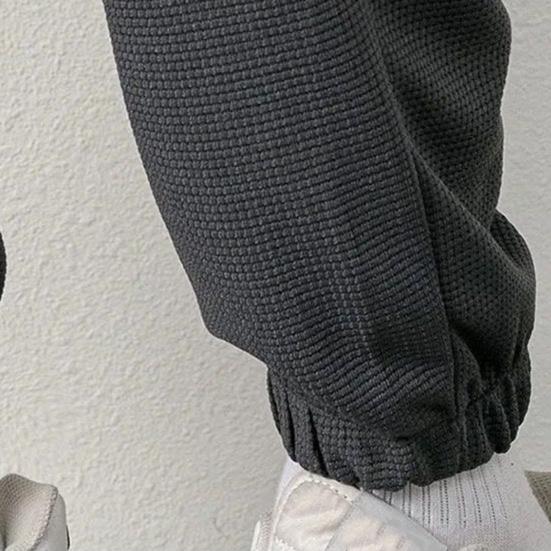 2Pcs/Set Men Casual Sport Suit Waffle Texture O-neck Long Sleeve Sweatshirt Elastic Waist Pockets Jogger Pants Set Loose Fit Sweatshirt Suit