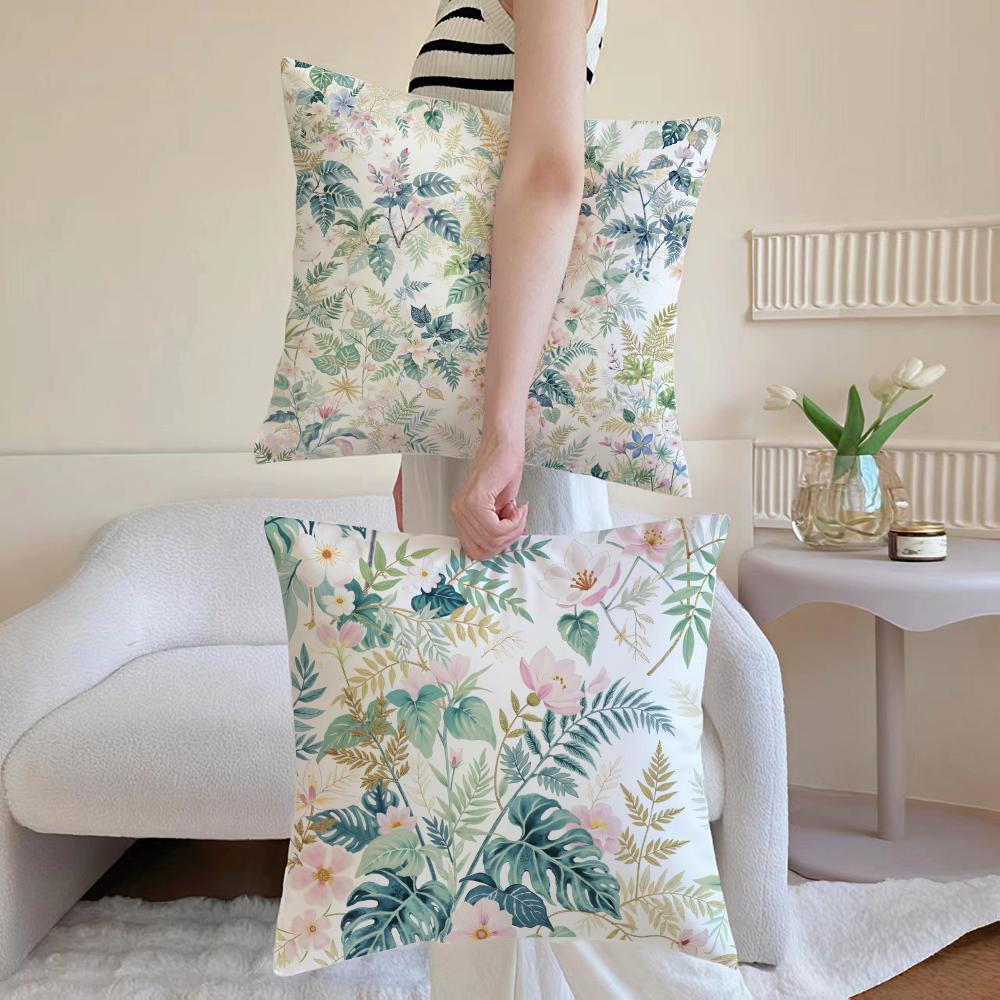 Classic Retro Watercolor Style Floral Pattern Cushion Cover Linen Cushion Cover Soft Decorative Case For Sofa Home Decor