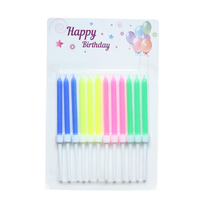 New Birthday Candles Happy Meeting B1 Slender Color Crystal 12 Boxed Party Decoration Pencil Candles